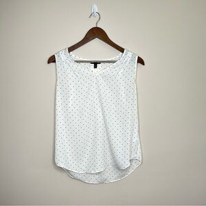 Banana Republic Sleeveless Relaxed Fit Blouse White Mini Black Polka Dot Small